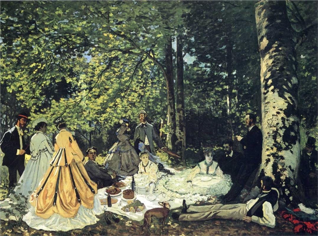 Lunch on the Grass - Claude Monet, 1865 - Pierre-Auguste Renoir painting on canvas